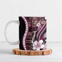 Samoa Siapo Tribal Pattern Ceramic Mug Violet Polynesian Plumeria Tapa Motif