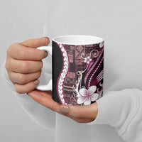 Samoa Siapo Tribal Pattern Ceramic Mug Violet Polynesian Plumeria Tapa Motif