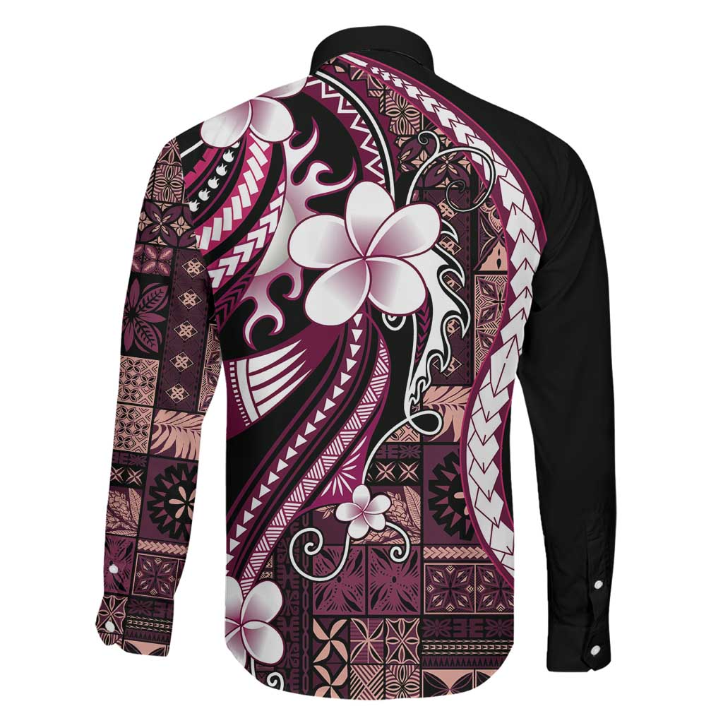 Samoa Siapo Tribal Pattern Family Matching Mermaid Dress and Hawaiian Shirt Violet Polynesian Plumeria Tapa Motif