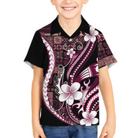 Samoa Siapo Tribal Pattern Family Matching Puletasi and Hawaiian Shirt Violet Polynesian Plumeria Tapa Motif