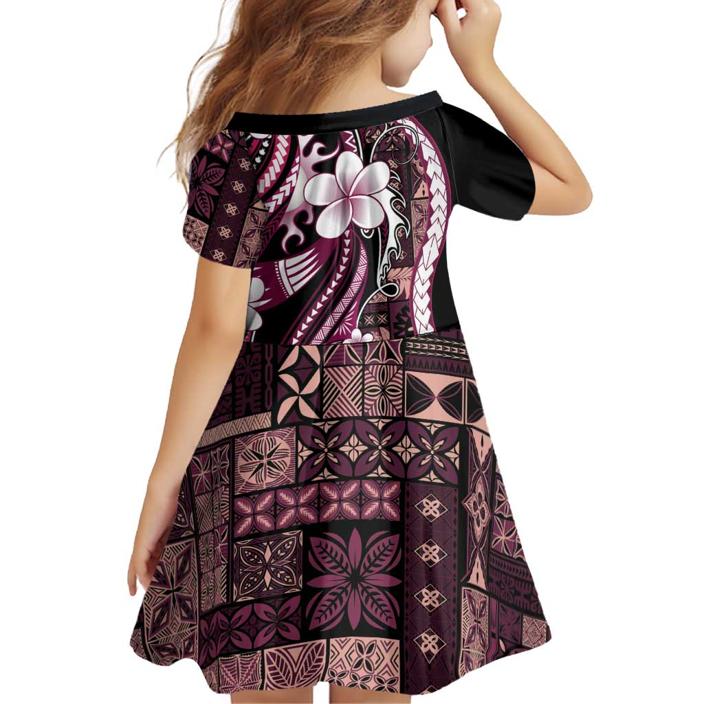 Samoa Siapo Tribal Pattern Family Matching Tank Maxi Dress and Hawaiian Shirt Violet Polynesian Plumeria Tapa Motif
