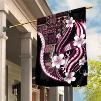 Samoa Siapo Tribal Pattern Garden Flag Violet Polynesian Plumeria Tapa Motif