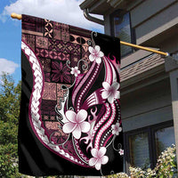 Samoa Siapo Tribal Pattern Garden Flag Violet Polynesian Plumeria Tapa Motif
