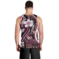 Samoa Siapo Tribal Pattern Men Tank Top Violet Polynesian Plumeria Tapa Motif