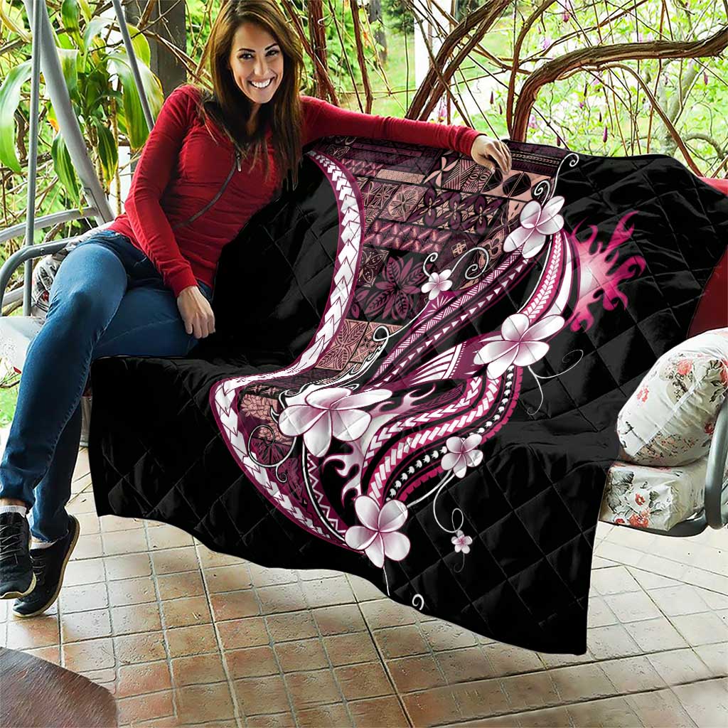 Samoa Siapo Tribal Pattern Quilt Violet Polynesian Plumeria Tapa Motif