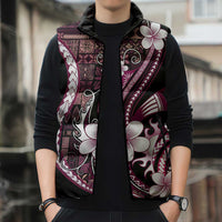 Samoa Siapo Tribal Pattern Sleeveless Puffer Jacket Violet Polynesian Plumeria Tapa Motif LT9 - Polynesian Pride