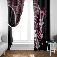 Samoa Siapo Tribal Pattern Window Curtain Violet Polynesian Plumeria Tapa Motif