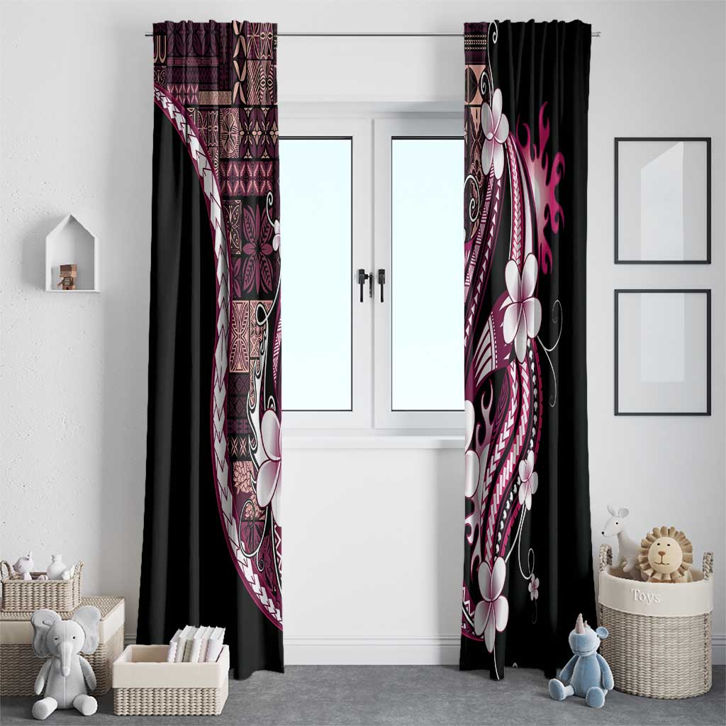 Samoa Siapo Tribal Pattern Window Curtain Violet Polynesian Plumeria Tapa Motif