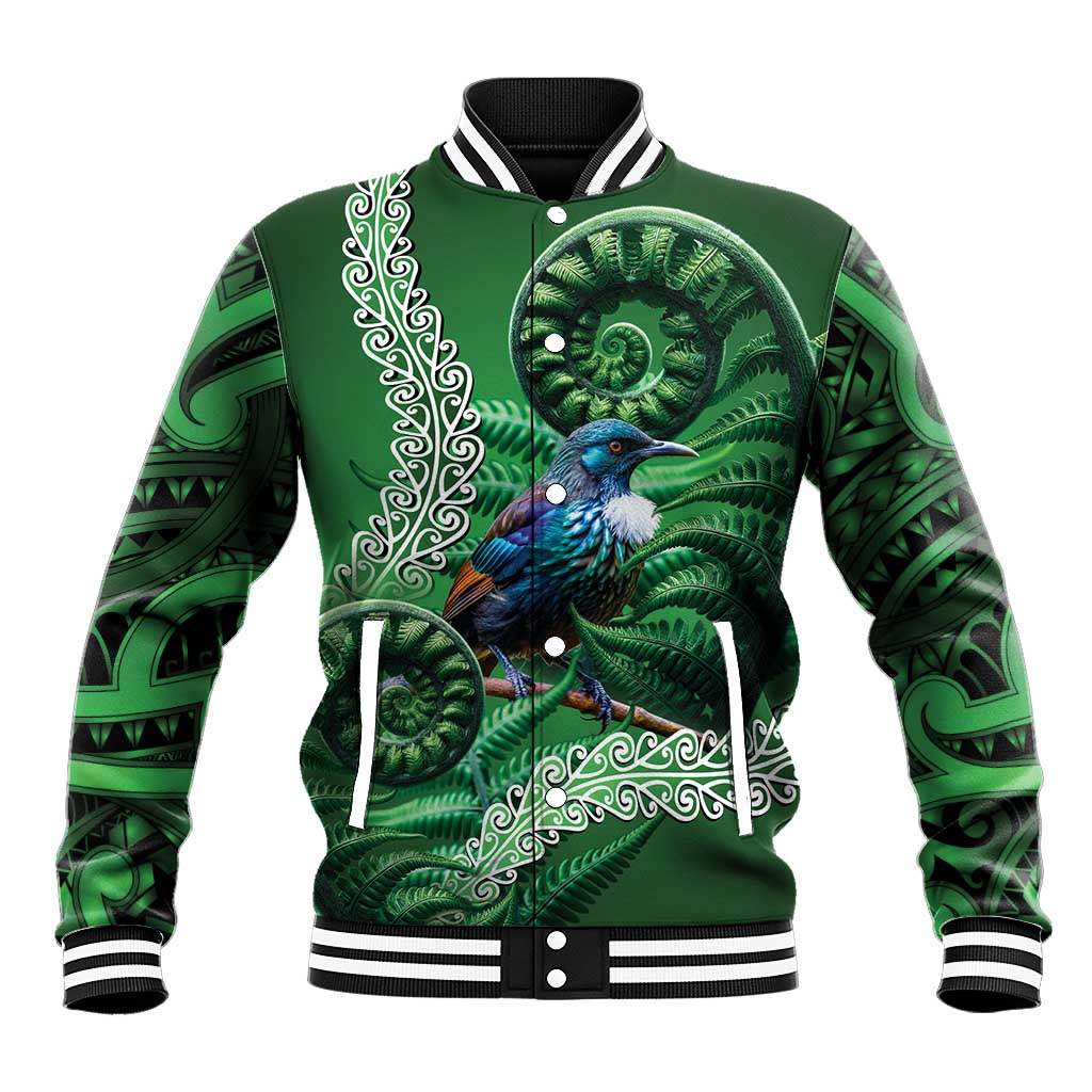 Tui Bird Koru Silver Fern Aotearoa Baseball Jacket