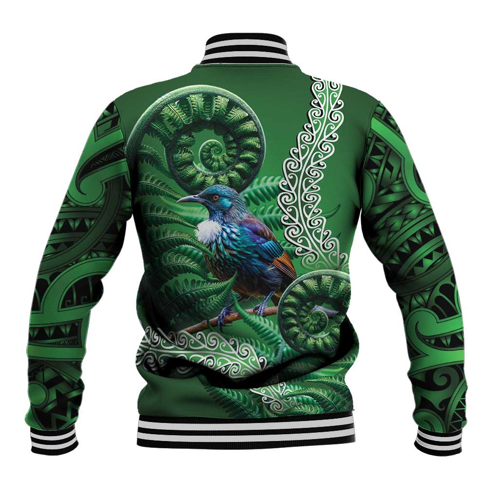 Tui Bird Koru Silver Fern Aotearoa Baseball Jacket LT9 - Polynesian Pride