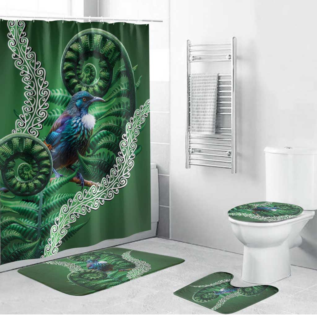 Tui Bird Koru Silver Fern Aotearoa Bathroom Set LT9 Bathroom Set (4 pcs) Green - Polynesian Pride