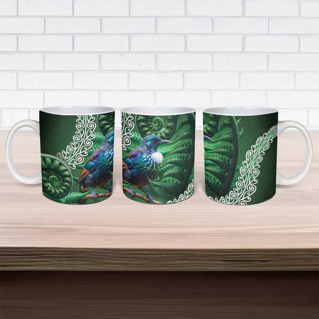 Tui Bird Koru Silver Fern Aotearoa Ceramic Mug