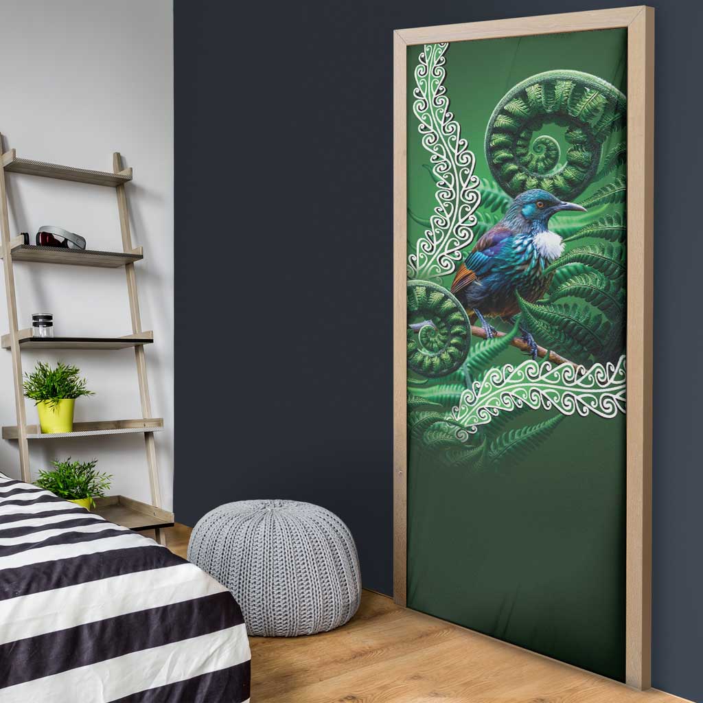 Tui Bird Koru Silver Fern Aotearoa Door Cover