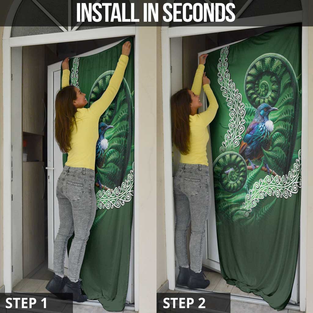 Tui Bird Koru Silver Fern Aotearoa Door Cover