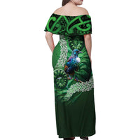 Tui Bird Koru Silver Fern Aotearoa Family Matching Off Shoulder Maxi Dress and Hawaiian Shirt