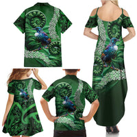 Tui Bird Koru Silver Fern Aotearoa Family Matching Summer Maxi Dress and Hawaiian Shirt