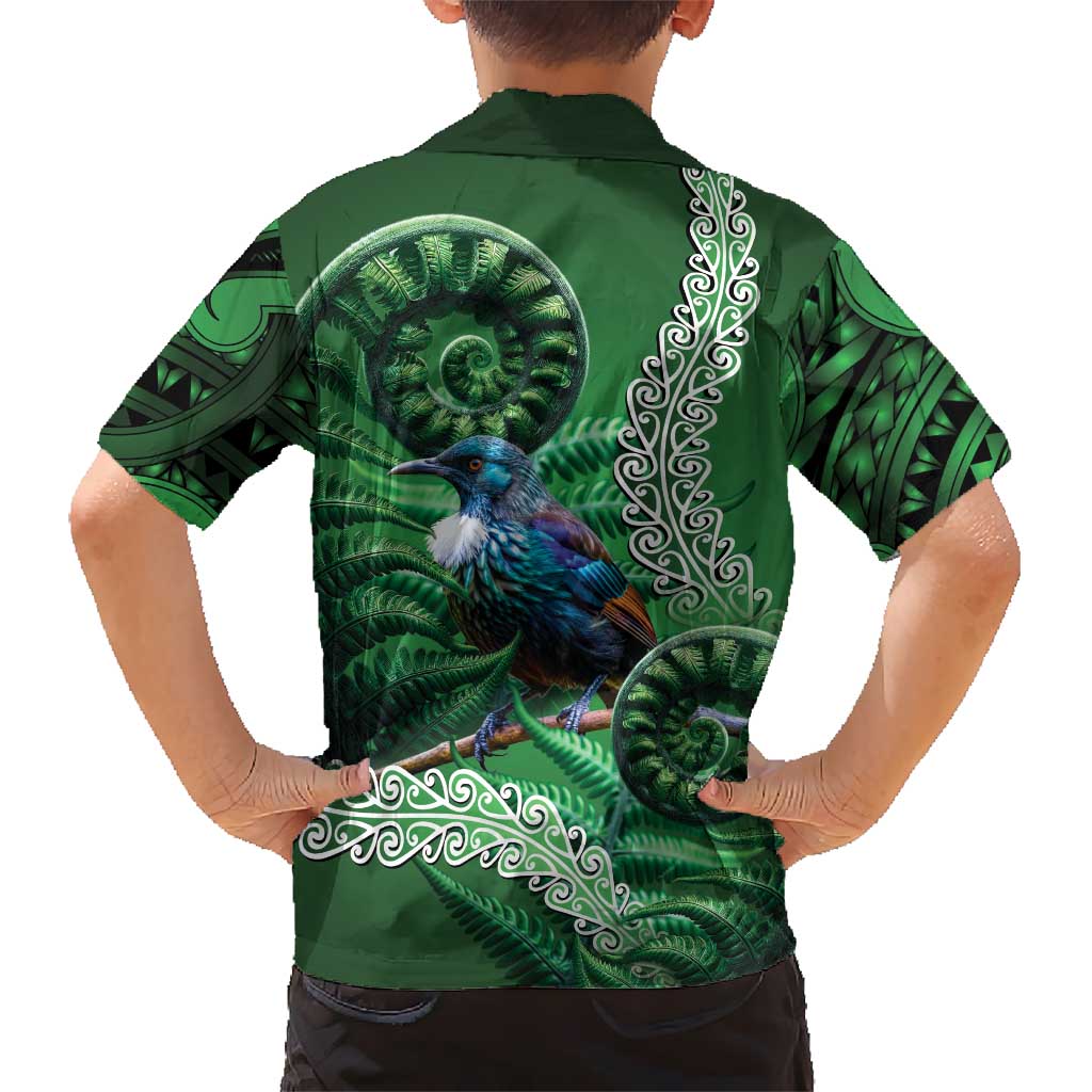 Tui Bird Koru Silver Fern Aotearoa Kid Hawaiian Shirt