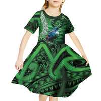 Tui Bird Koru Silver Fern Aotearoa Kid Short Sleeve Dress