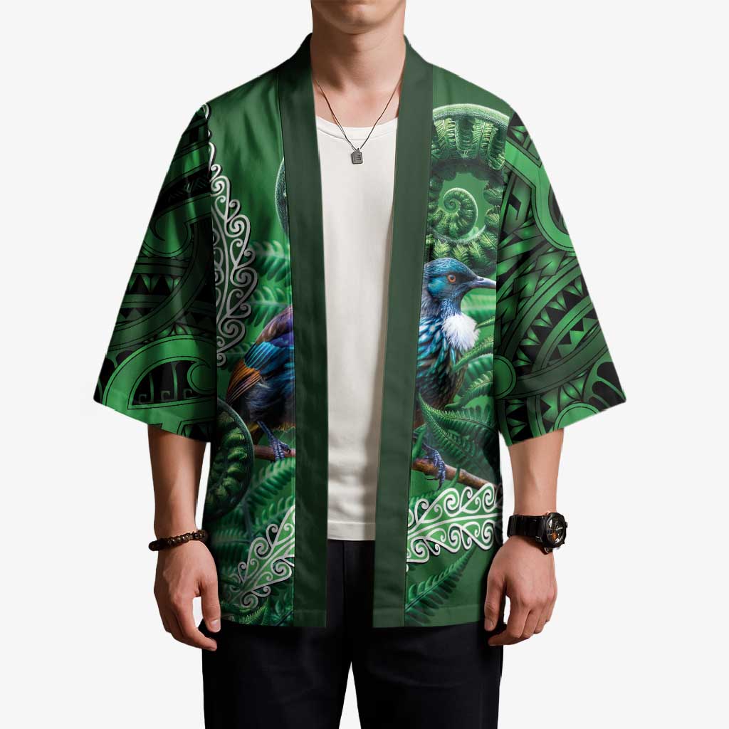 Tui Bird Koru Silver Fern Aotearoa Kimono