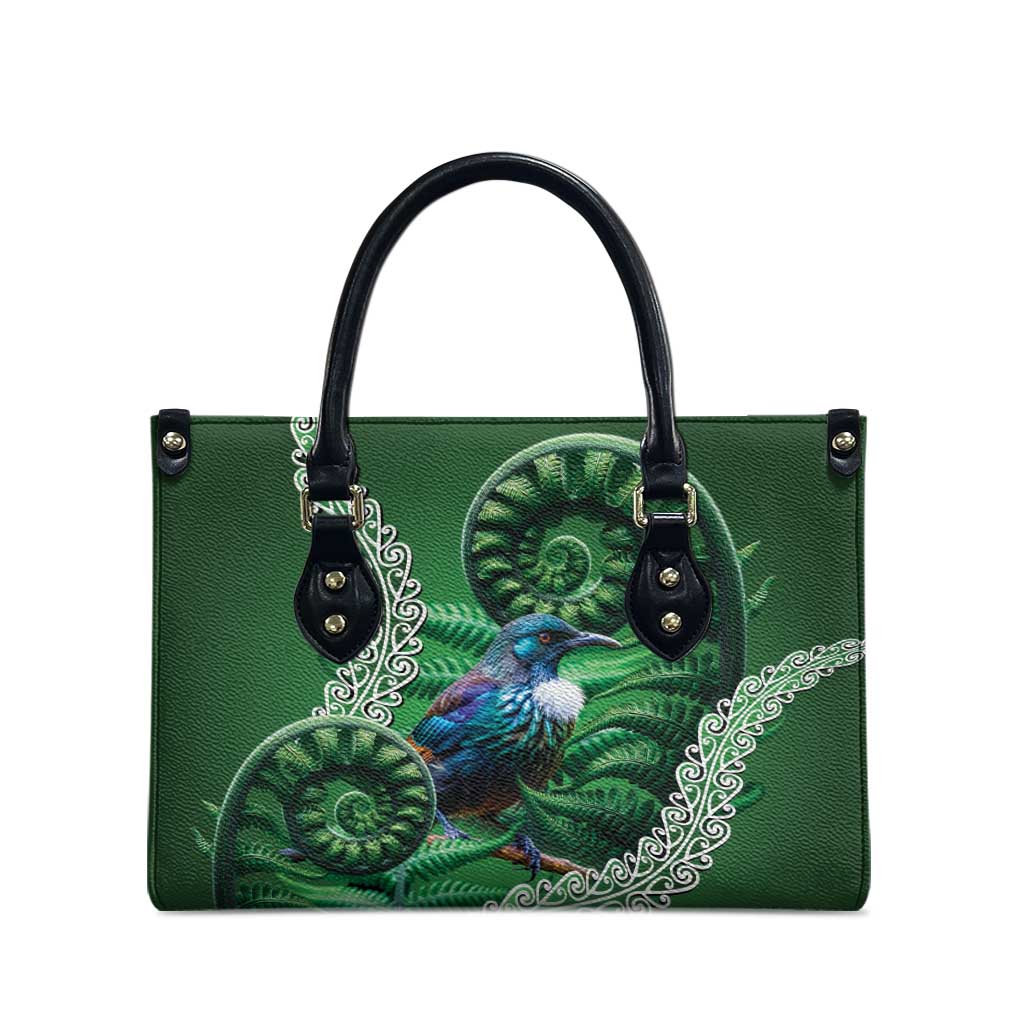 Tui Bird Koru Silver Fern Aotearoa Leather Bag