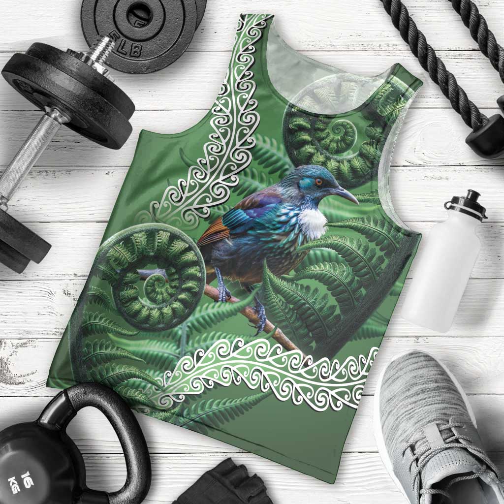 Tui Bird Koru Silver Fern Aotearoa Men Tank Top