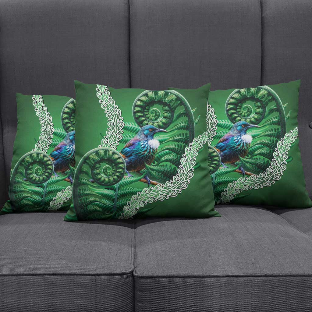 Tui Bird Koru Silver Fern Aotearoa Pillow Cover