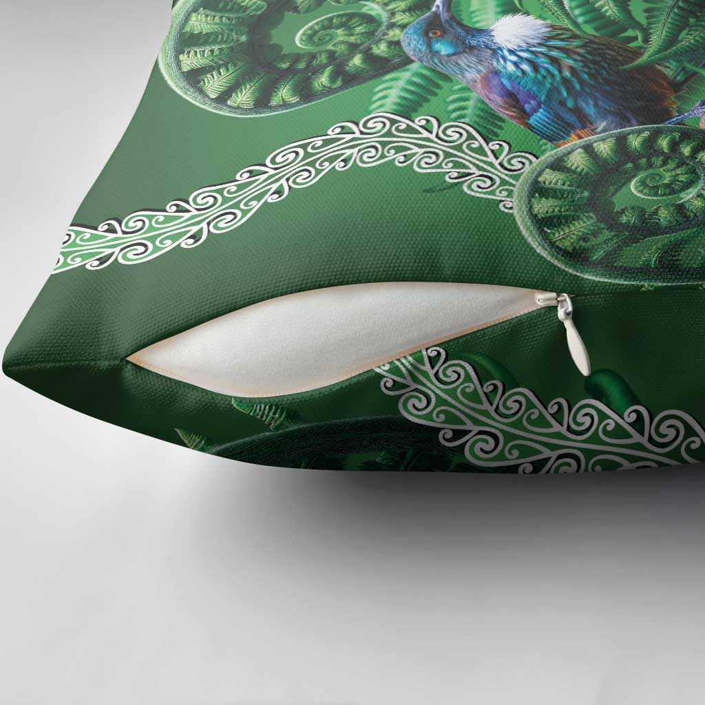 Tui Bird Koru Silver Fern Aotearoa Pillow Cover