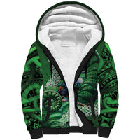 Tui Bird Koru Silver Fern Aotearoa Sherpa Hoodie LT9 Unisex Green - Polynesian Pride