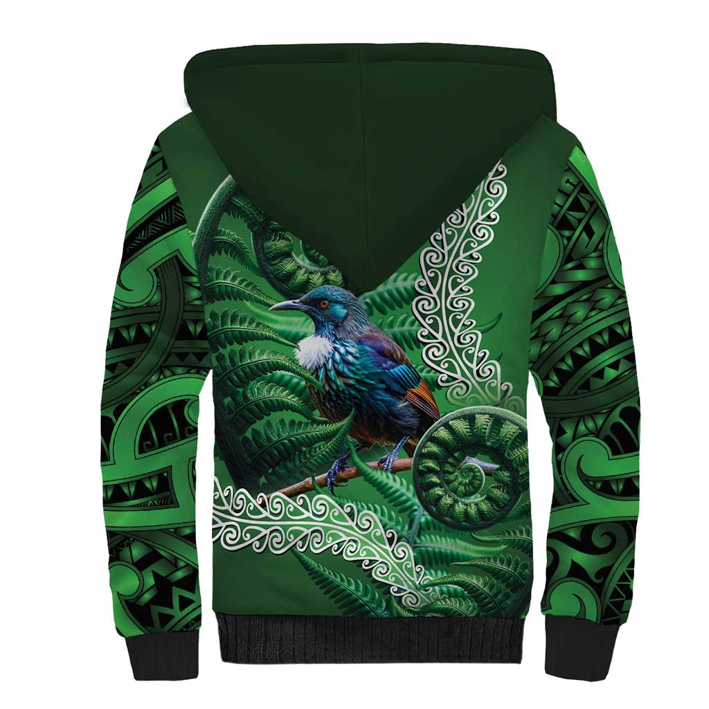 Tui Bird Koru Silver Fern Aotearoa Sherpa Hoodie LT9 - Polynesian Pride