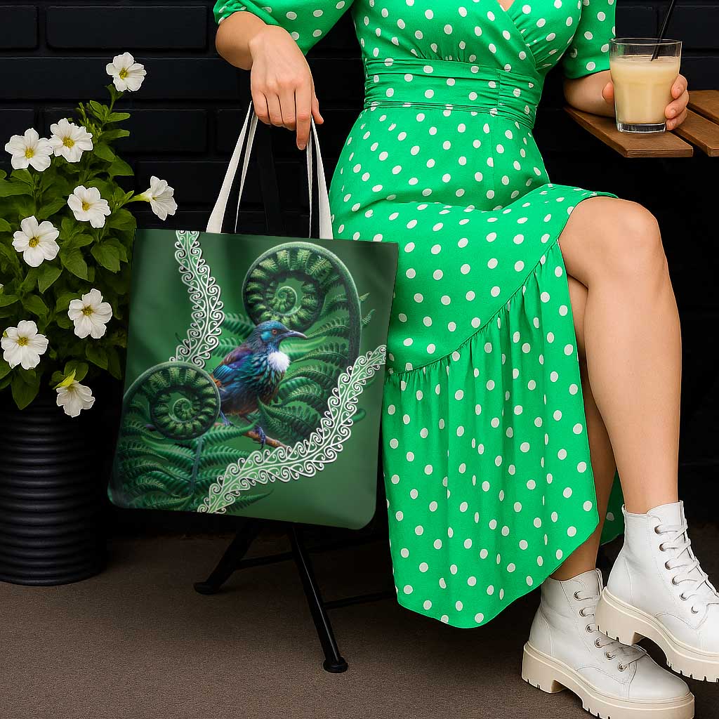 Tui Bird Koru Silver Fern Aotearoa Tote Bag