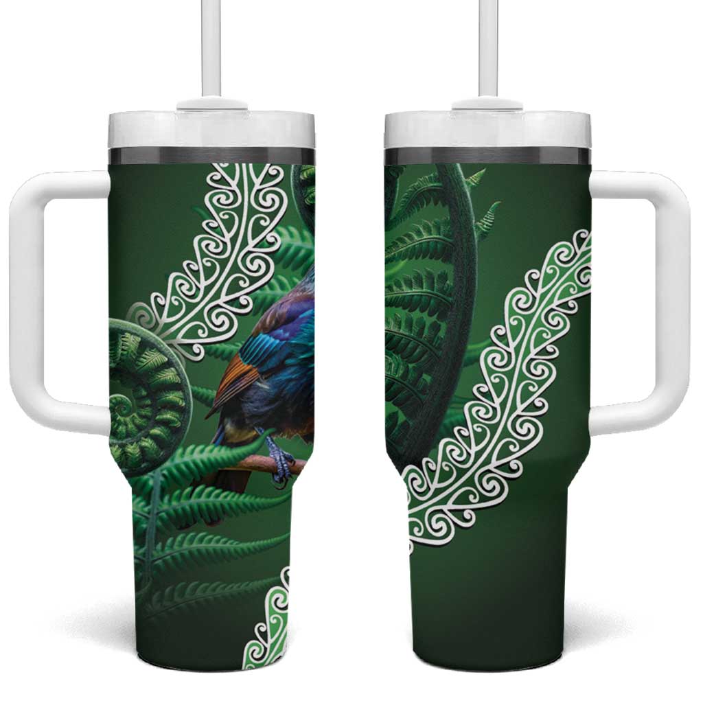 Tui Bird Koru Silver Fern Aotearoa Tumbler With Handle