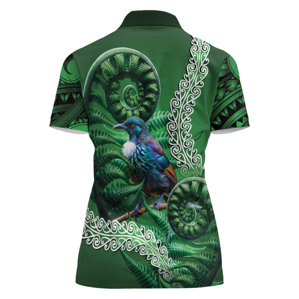 Tui Bird Koru Silver Fern Aotearoa Women Polo Shirt