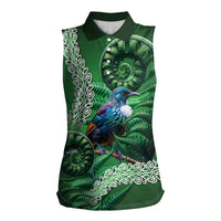 Tui Bird Koru Silver Fern Aotearoa Women Sleeveless Polo Shirt