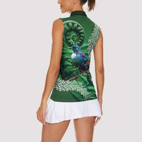 Tui Bird Koru Silver Fern Aotearoa Women Sleeveless Polo Shirt
