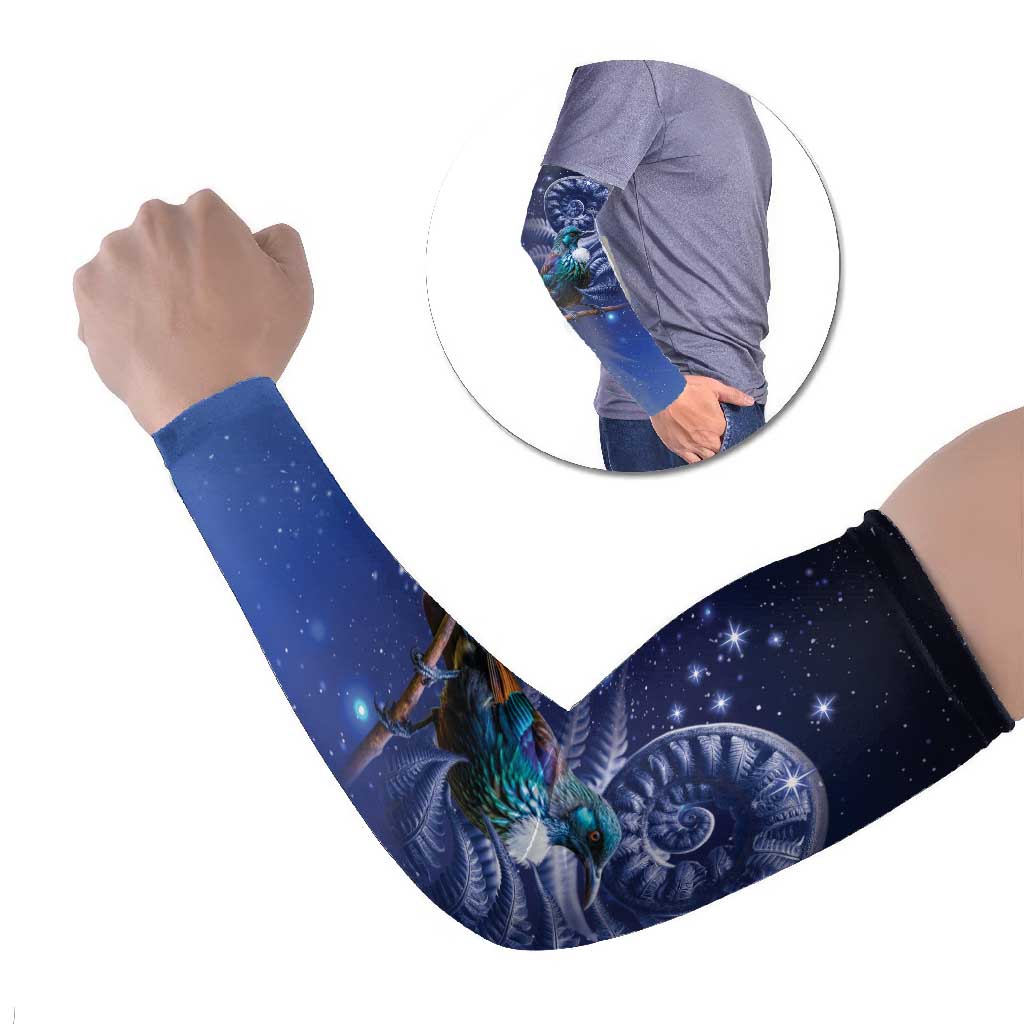 Tui Bird Matariki Galaxy Arm Sleeves Koru Silver Fern Aotearoa