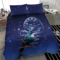 Tui Bird Matariki Galaxy Bedding Set Koru Silver Fern Aotearoa