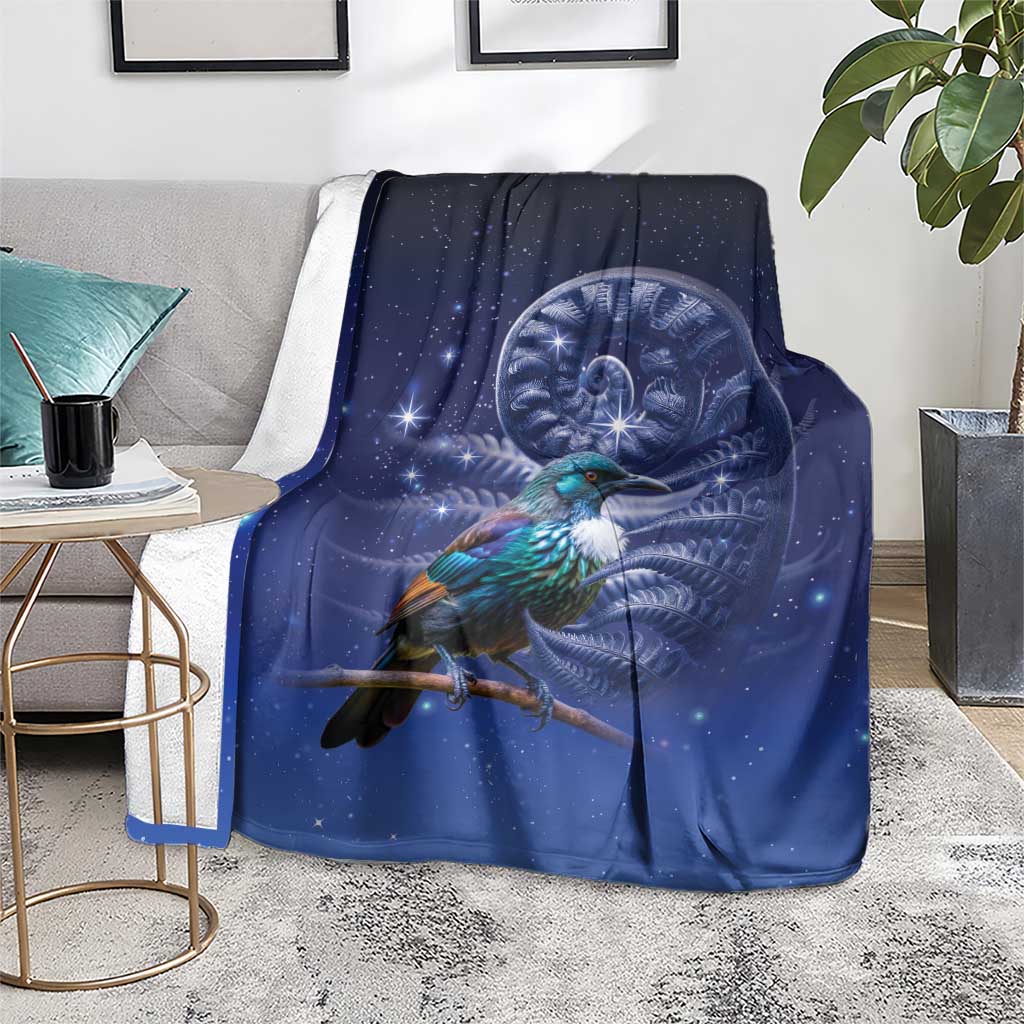 Tui Bird Matariki Galaxy Blanket Koru Silver Fern Aotearoa