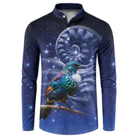 Tui Bird Matariki Galaxy Button Sweatshirt Koru Silver Fern Aotearoa