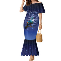 Tui Bird Matariki Galaxy Family Matching Mermaid Dress and Hawaiian Shirt Koru Silver Fern Aotearoa