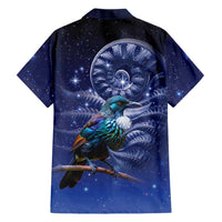 Tui Bird Matariki Galaxy Family Matching Off Shoulder Maxi Dress and Hawaiian Shirt Koru Silver Fern Aotearoa