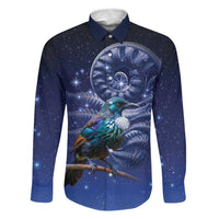 Tui Bird Matariki Galaxy Family Matching Off Shoulder Maxi Dress and Hawaiian Shirt Koru Silver Fern Aotearoa