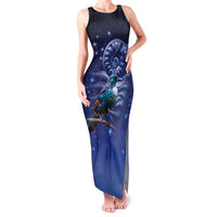 Tui Bird Matariki Galaxy Family Matching Tank Maxi Dress and Hawaiian Shirt Koru Silver Fern Aotearoa