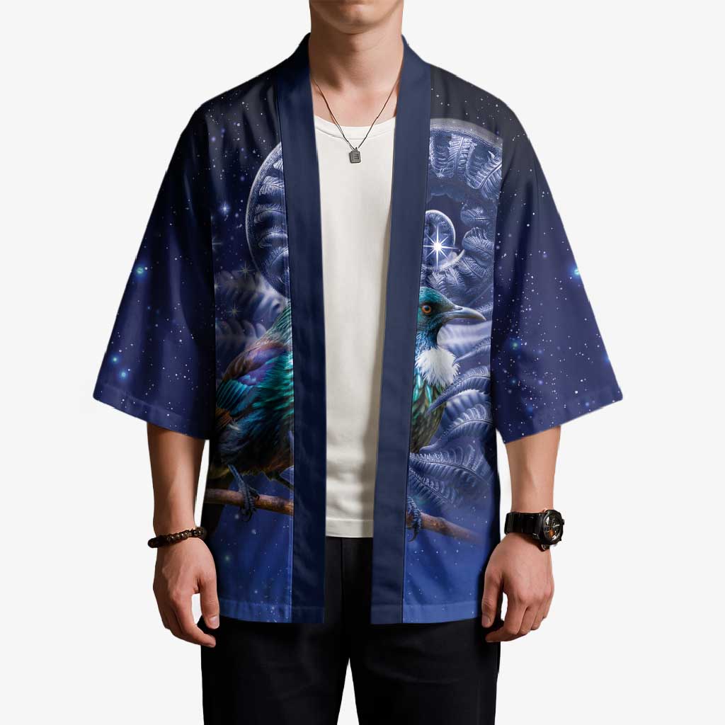 Tui Bird Matariki Galaxy Kimono Koru Silver Fern Aotearoa