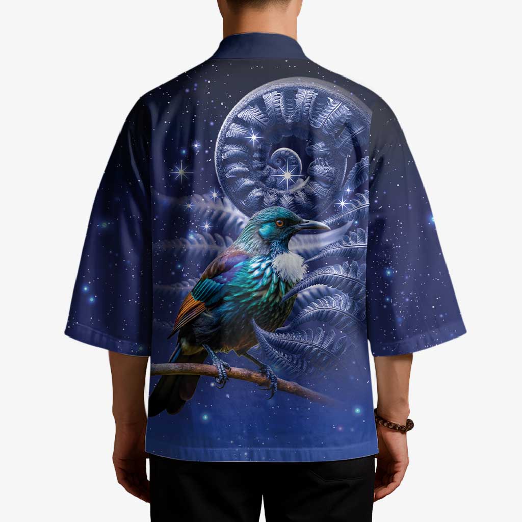 Tui Bird Matariki Galaxy Kimono Koru Silver Fern Aotearoa