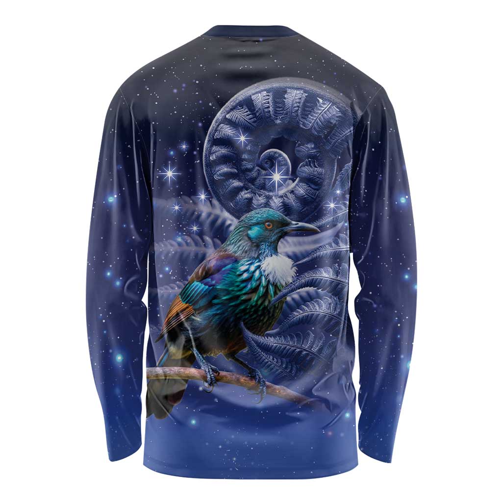 Tui Bird Matariki Galaxy Long Sleeve Shirt Koru Silver Fern Aotearoa