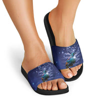 Tui Bird Matariki Galaxy Slide Sandals Koru Silver Fern Aotearoa LT9 - Polynesian Pride