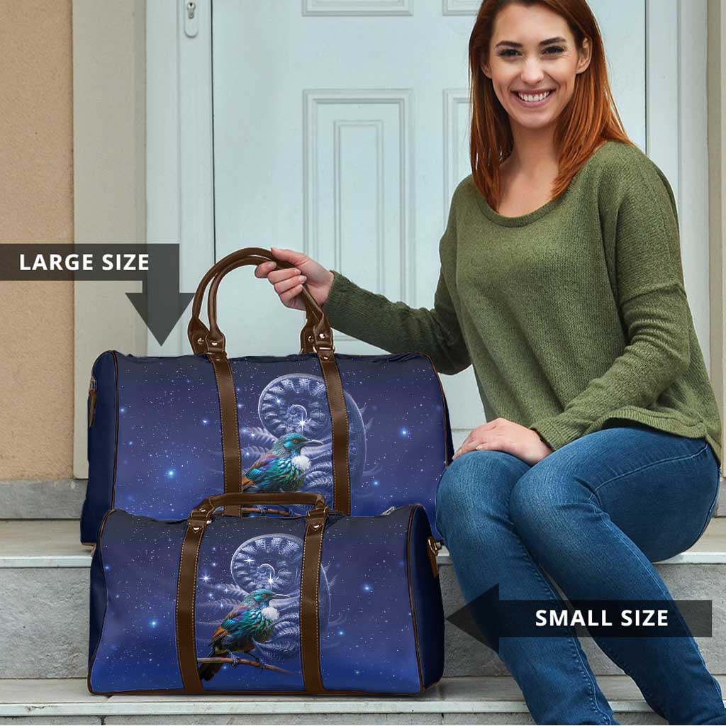 Tui Bird Matariki Galaxy Travel Bag Koru Silver Fern Aotearoa