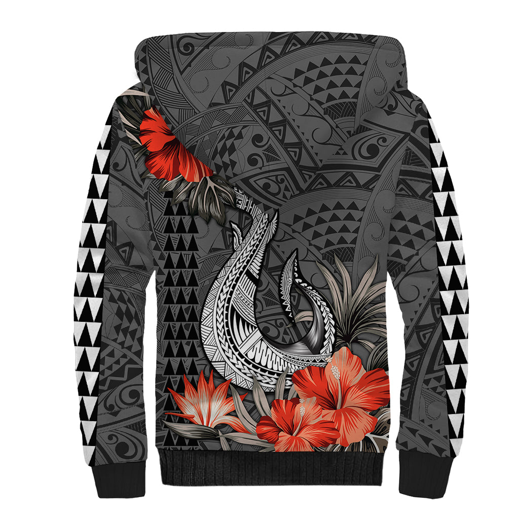 Hawaii Fish Hook Sherpa Hoodie Polynesian Vintage Vibes LT9 - Polynesian Pride