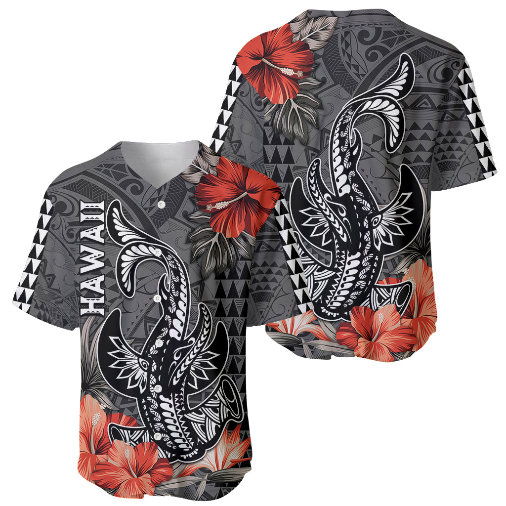 Hawaii Hammerhead Shark Baseball Jersey Polynesian Vintage Vibes LT9 - Polynesian Pride
