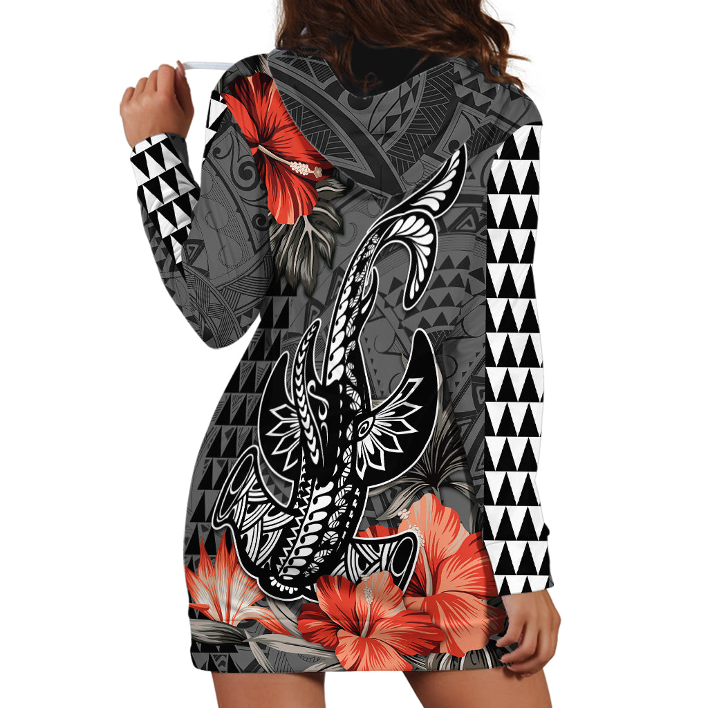 Hawaii Hammerhead Shark Hoodie Dress Polynesian Vintage Vibes LT9 - Polynesian Pride